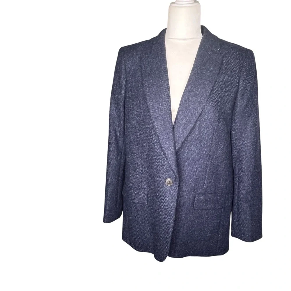J.Crew Alfie Women’s Blazer in Navy English Wool Herringbone Size 12